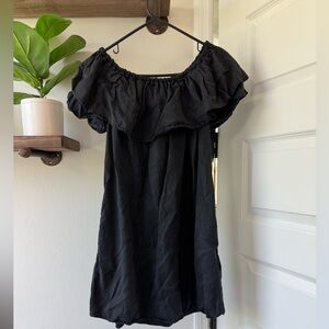 Zara chambray Off-Shoulder ruffle Dress